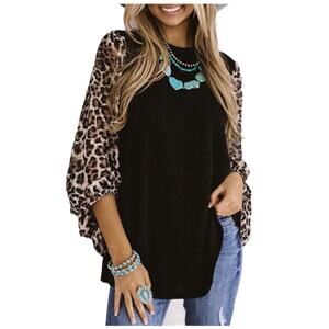 Leopard Sleeve Shift Top